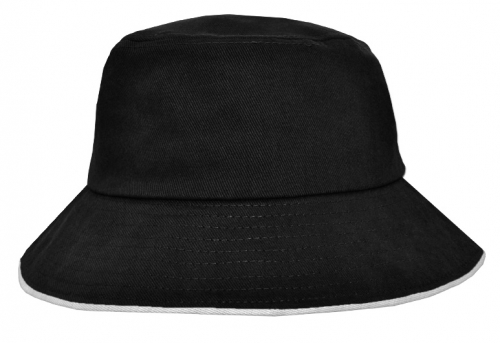 Black/White - Bucket Hat Sandwich Design - Nublank Caps