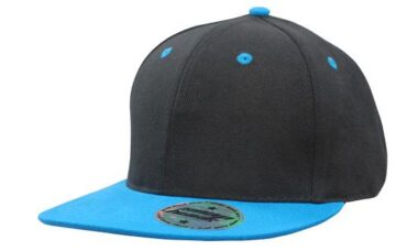 Youth Size Black/Cyan Premium American Twill with Snap Back